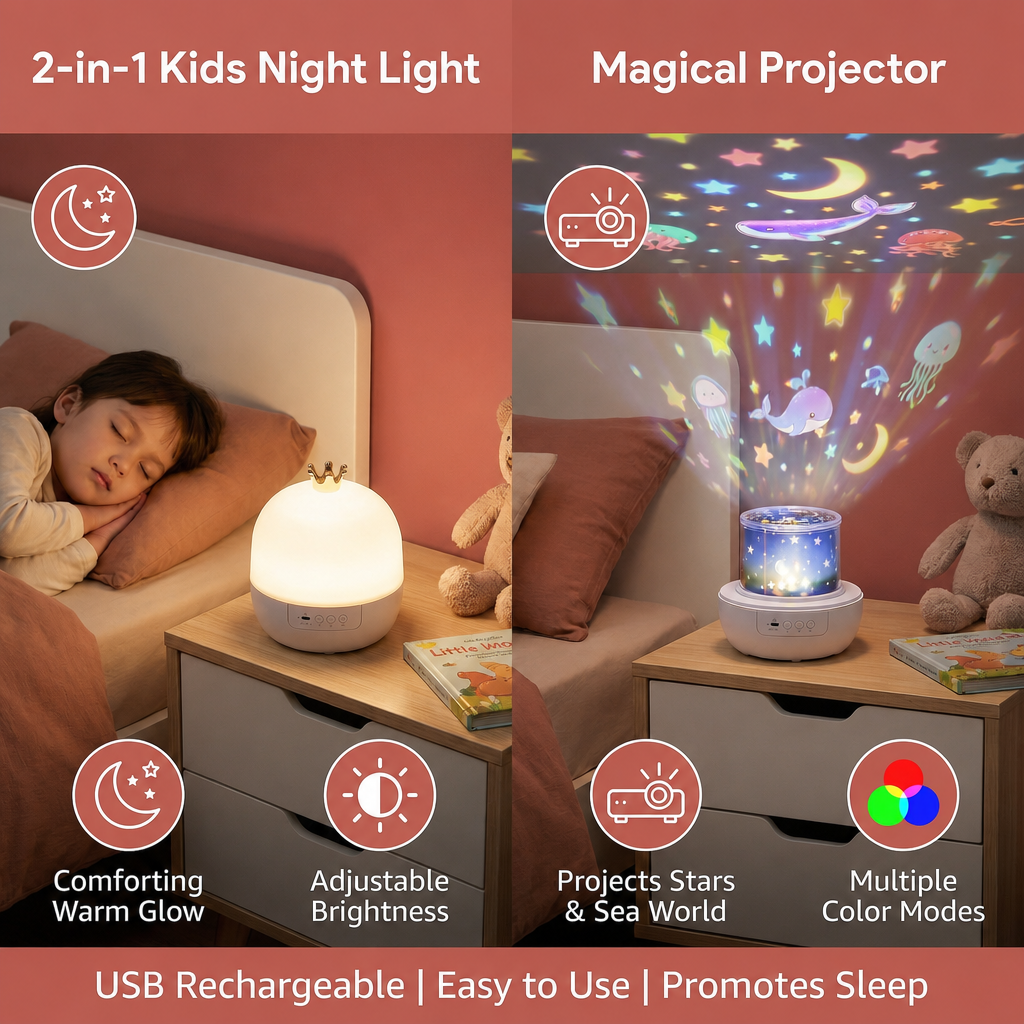 2-in-1 Night Light and Star Projector