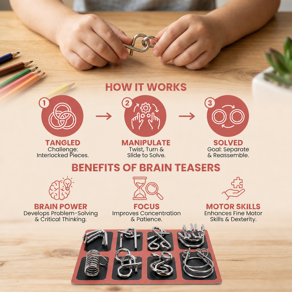 Metal Brain Teaser Puzzle Set