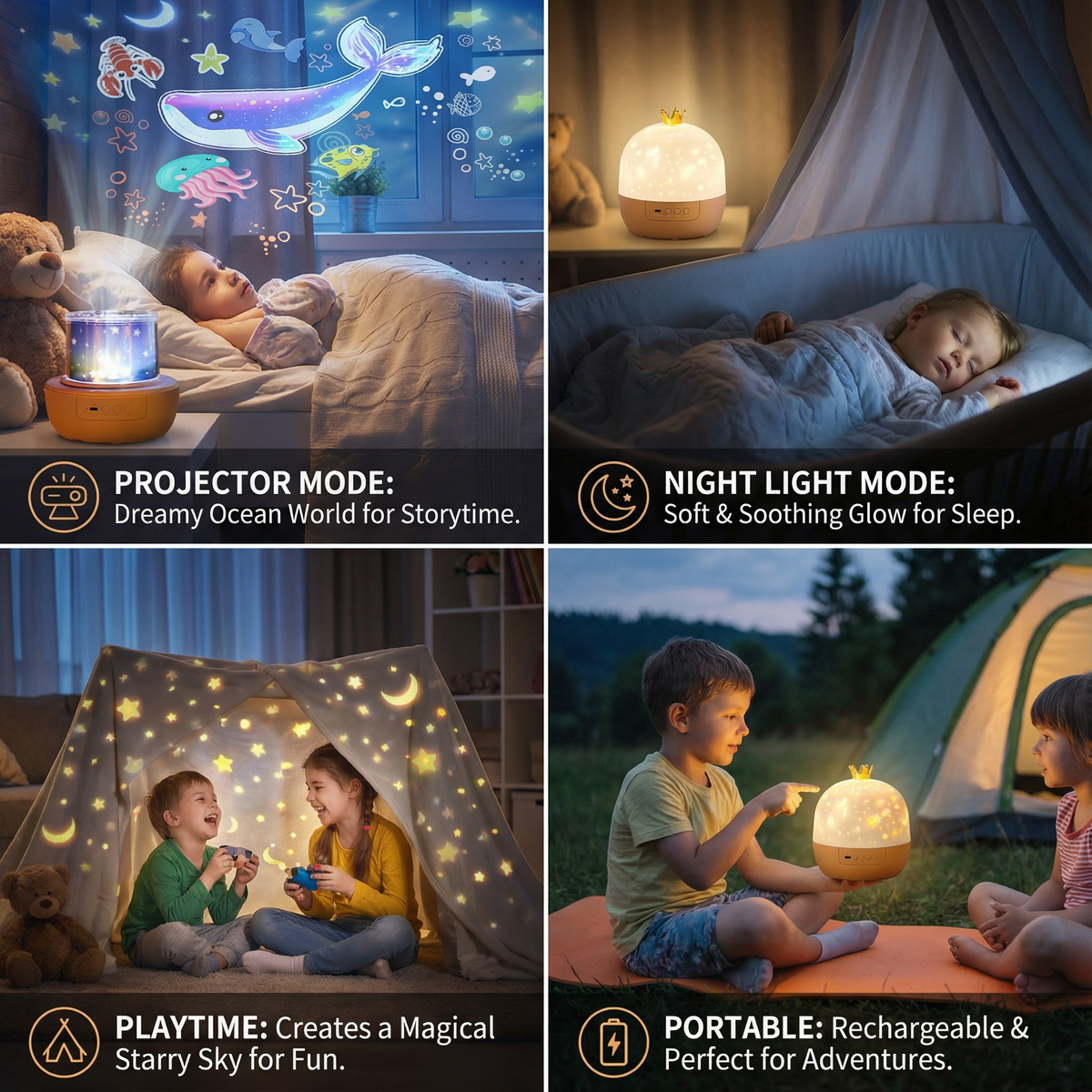2-in-1 Night Light and Star Projector