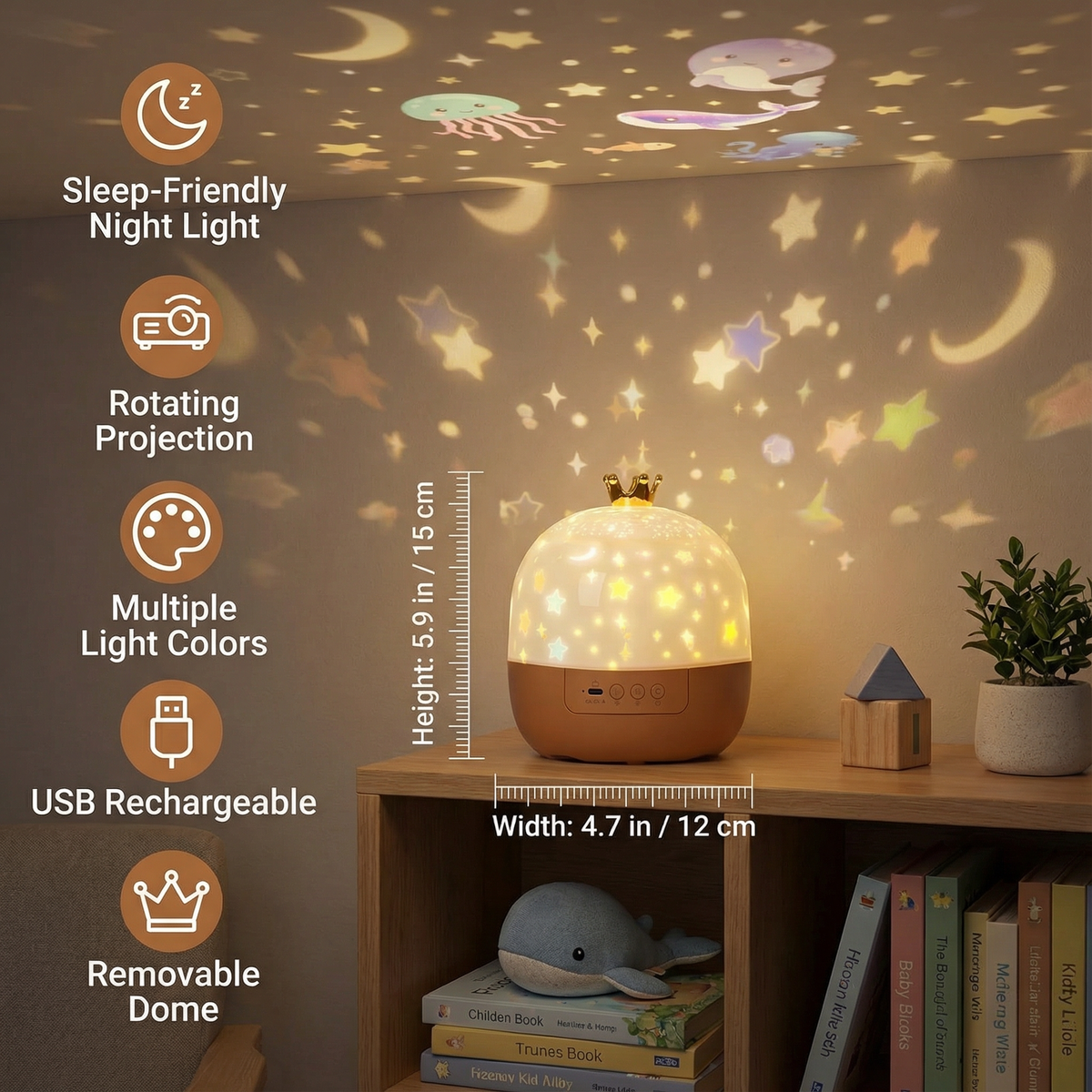 2-in-1 Night Light and Star Projector