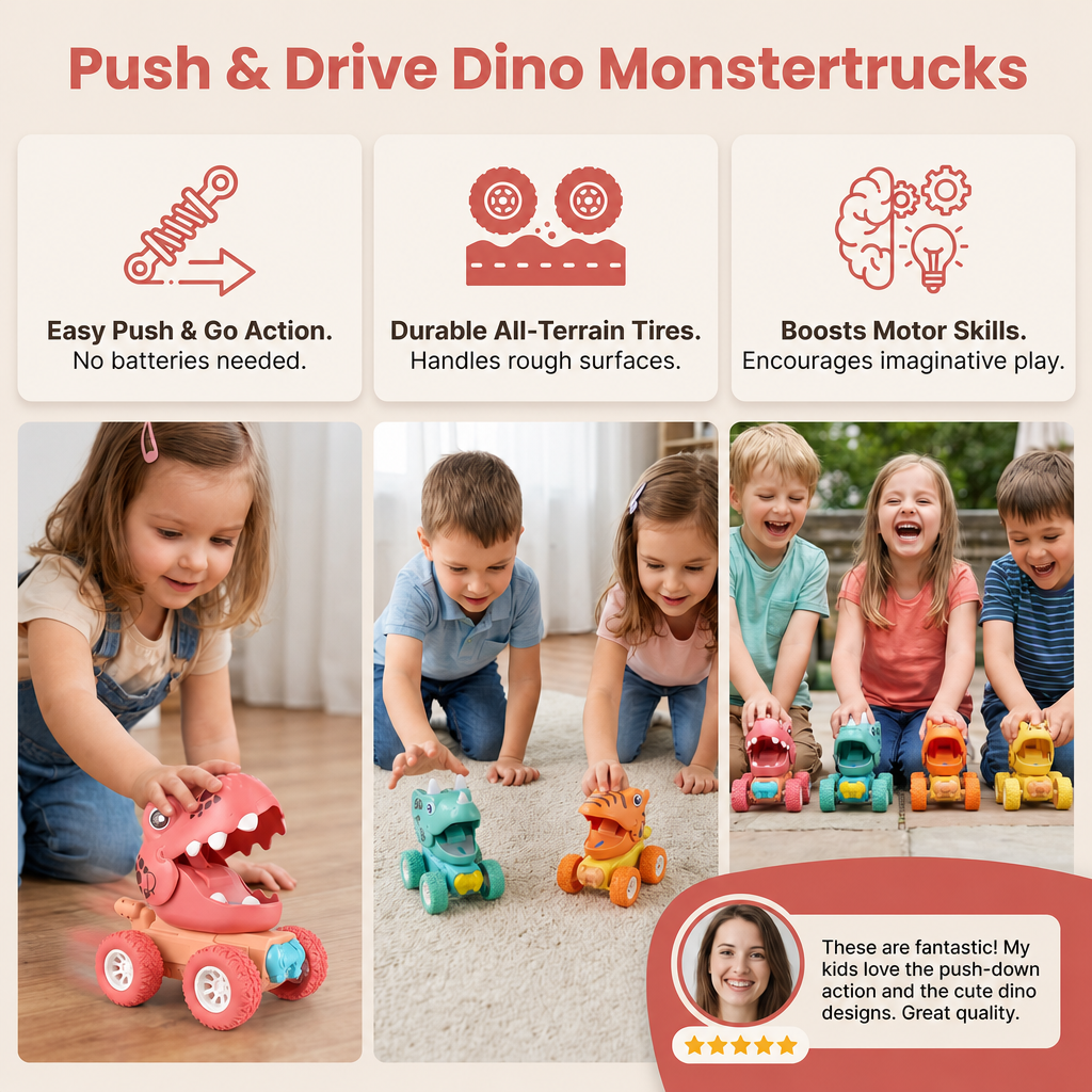 Dino Monster Truck Push Cars
