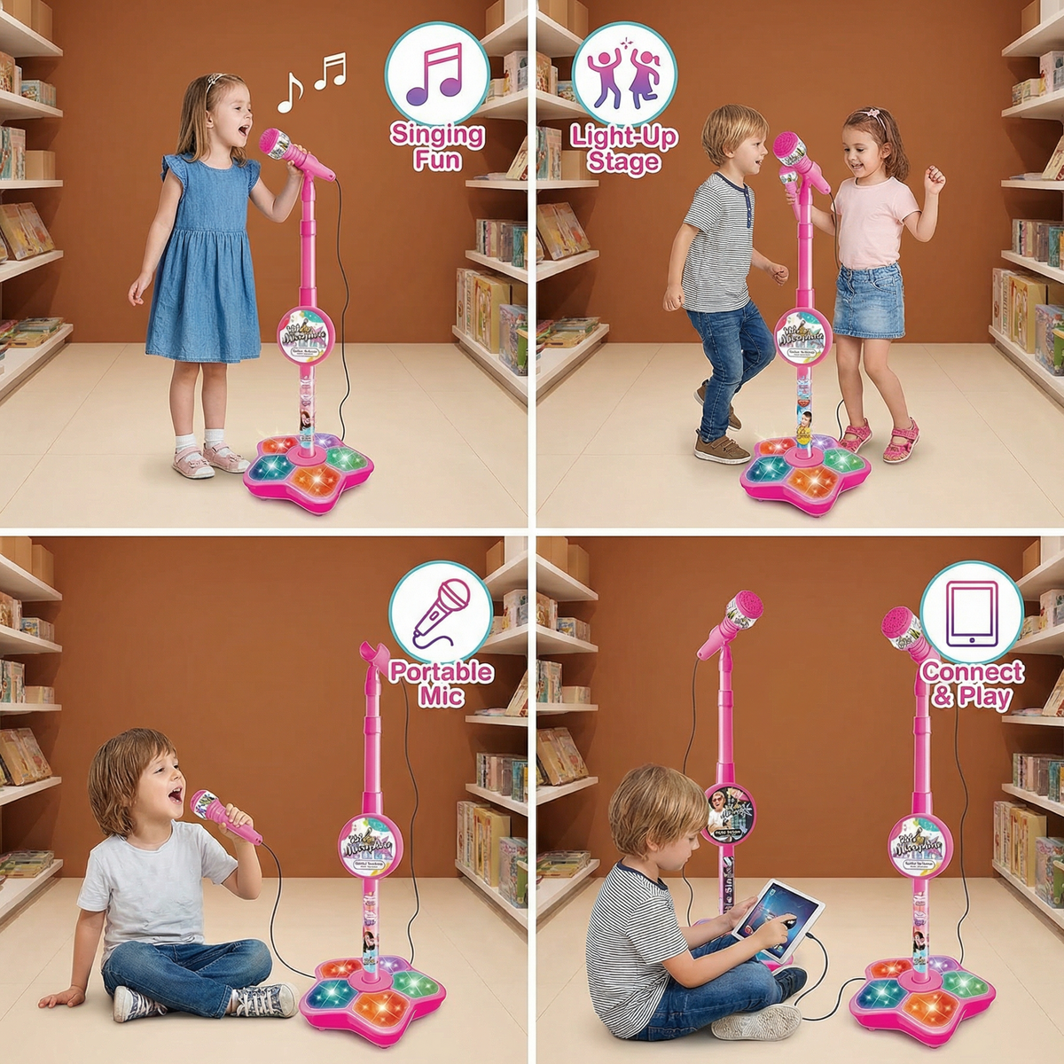 Karaoke Machine and Microphone Stand Set